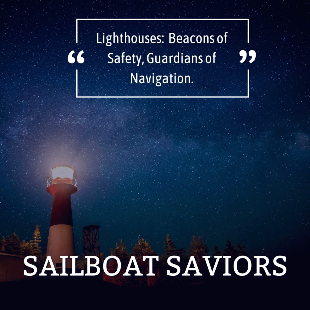 Sailboat Saviors - A majestic lighthouse guiding boats to safety.